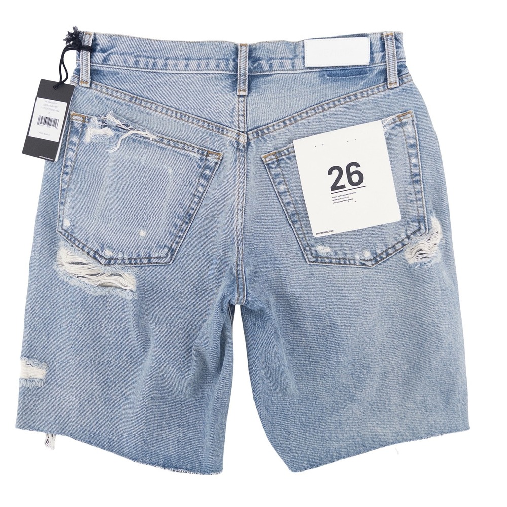NEW Re/Done‎ Women's 26 Loose Long Short Light Blue Destroyed Ripped Tide Shorts - Picture 10 of 12